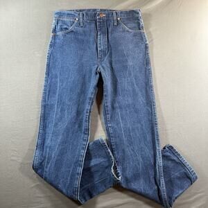 Wrangler Blue Denim Straight Leg Jeans Men's Regular Size 35x34 Western Style